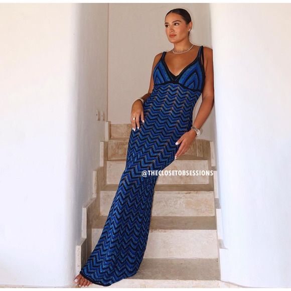 RARE!!! MANGO BLOGGER FAVE!!! Fitted Metallic Maxi Dress NWT - Picture 11 of 16